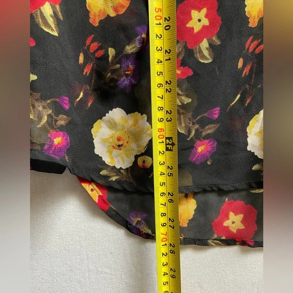 Zara Floral sheer long sleeve blouse sz  M - Picture 7 of 8